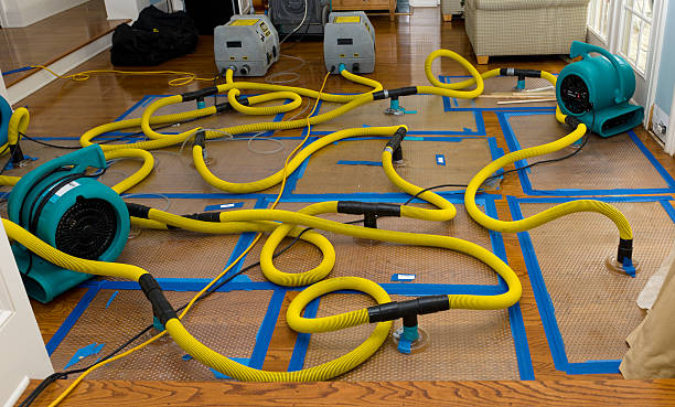 Professional Flood Damage Restoration technician working in Columbus, KS